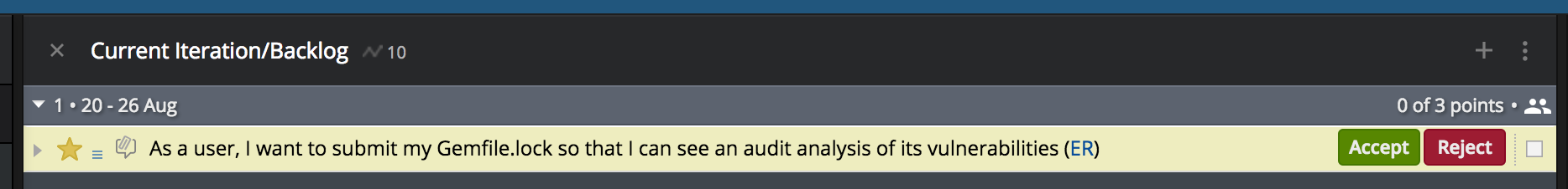 State of a user story after you finish it