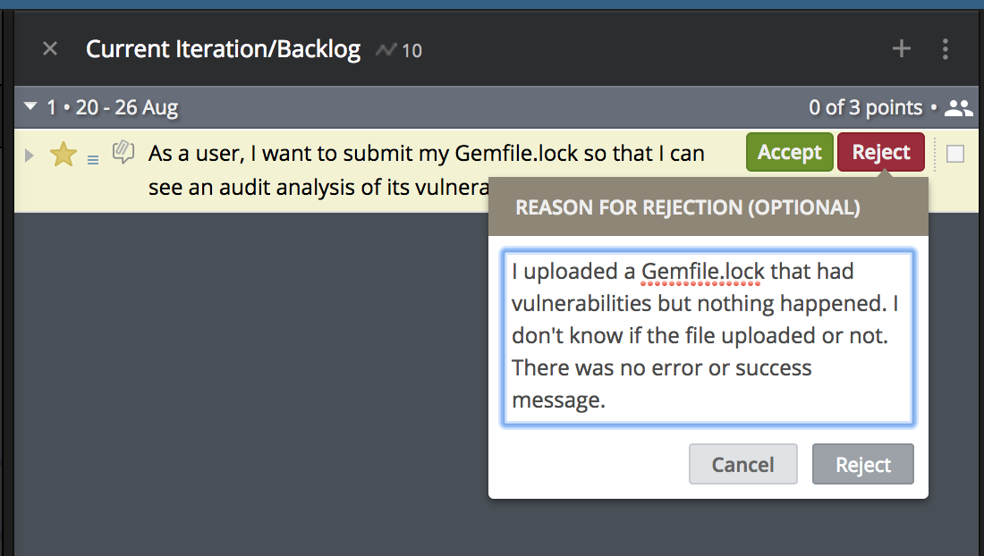 State of a user story after you deliver it